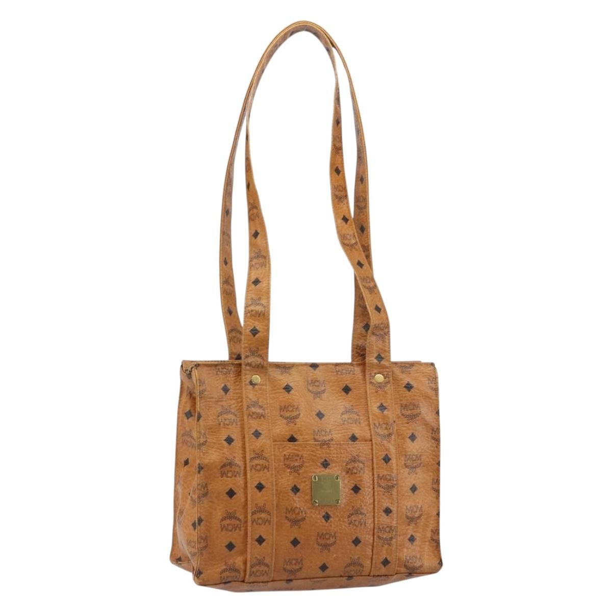 MCM Vintage Visetos Canvas Brown Canvas Tote Bag Bag (Pre-Owned)