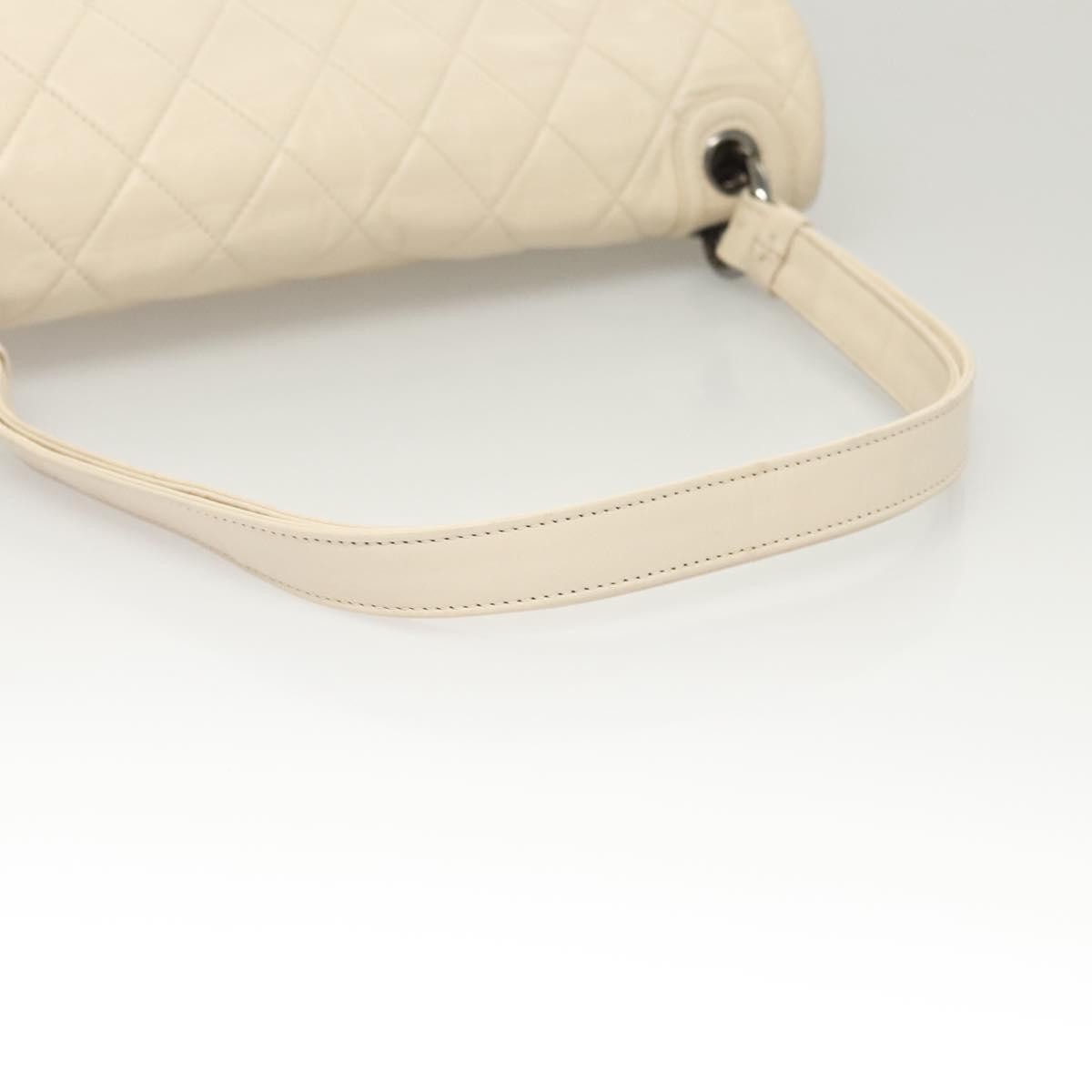 Chanel Padded Envelope Flap Quilted Aged Calfskin White Leather Shoulder Bag Bag (Pre-Owned)