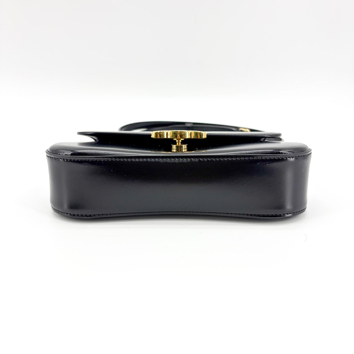 Celine Lola Triomphe Top Handle Leather Black Leather Handbag (Pre-Owned)