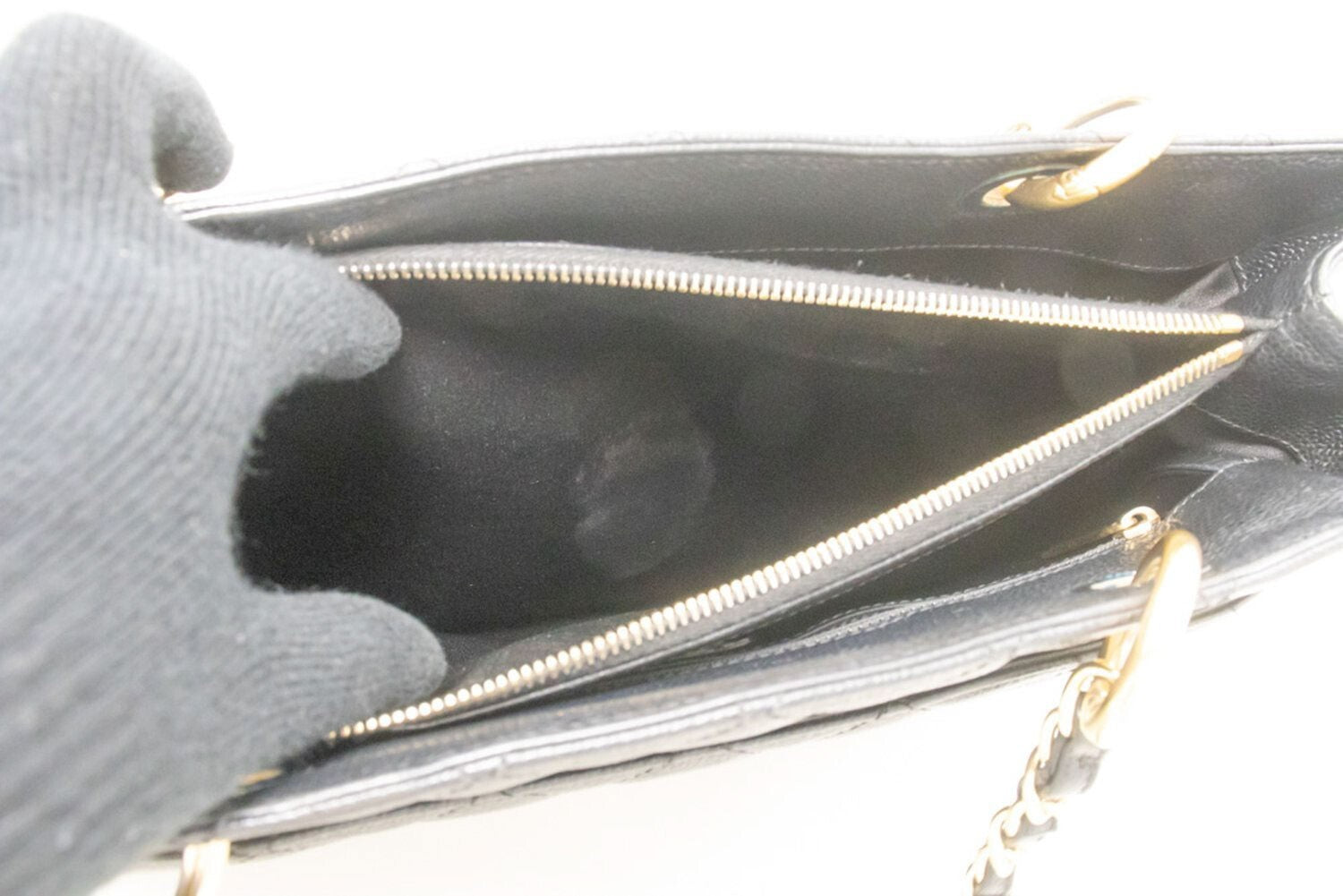 Chanel Grand Shopping Tote Quilted Caviar Black Calfskin Tote Bag Bag (Pre-Owned)