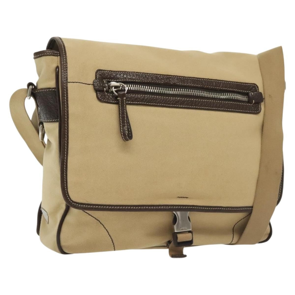 Prada Vintage Canvas Beige Canvas Shoulder Bag Bag (Pre-Owned)