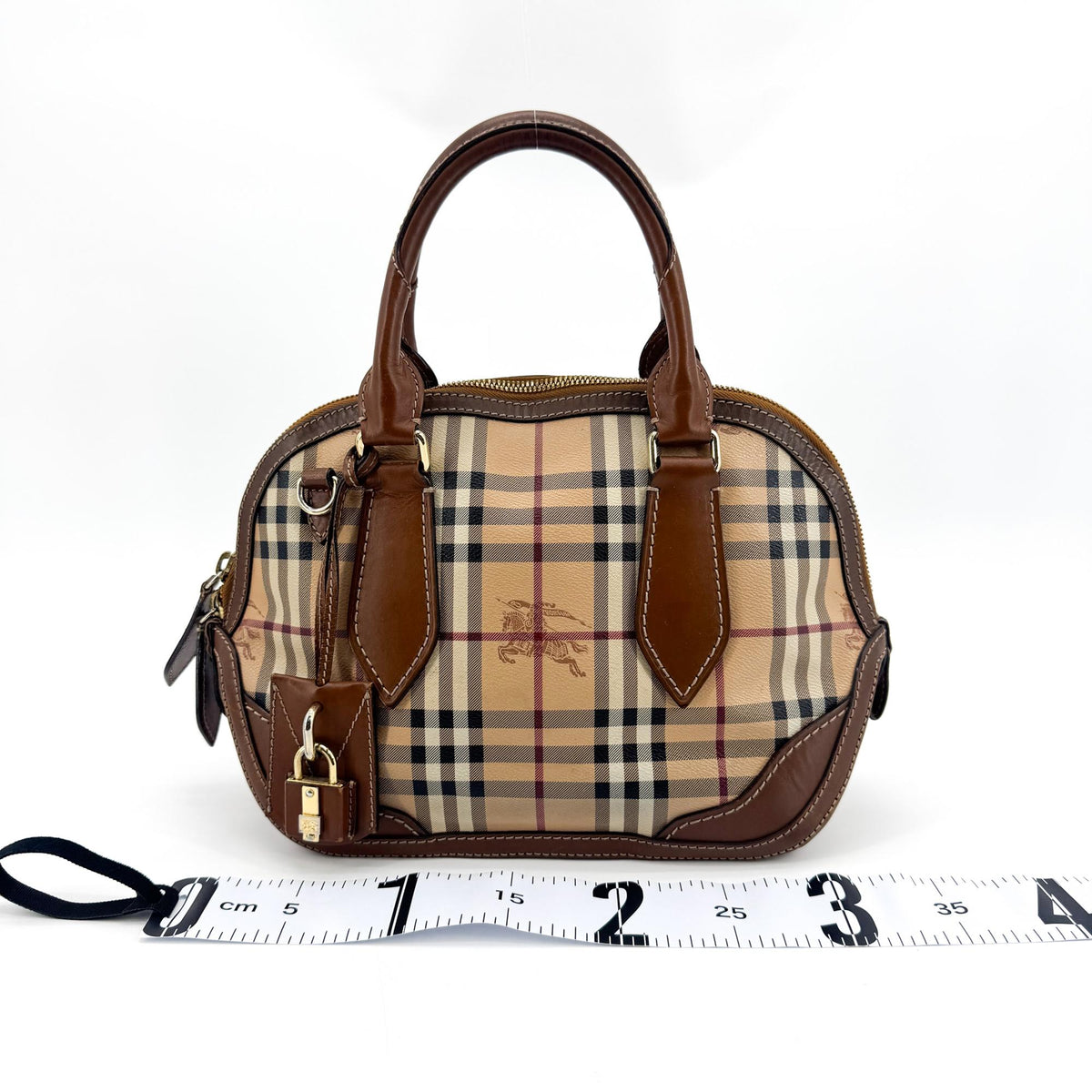Burberry Orchard Haymarket Coated Canvas Brown Canvas Handbag (Pre-Owned)