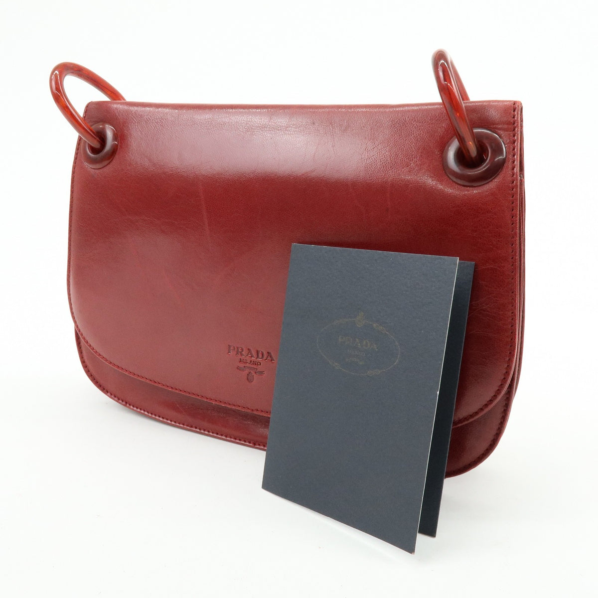 Prada Shoulder Leather Red Leather Shoulder Bag Bag (Pre-Owned)