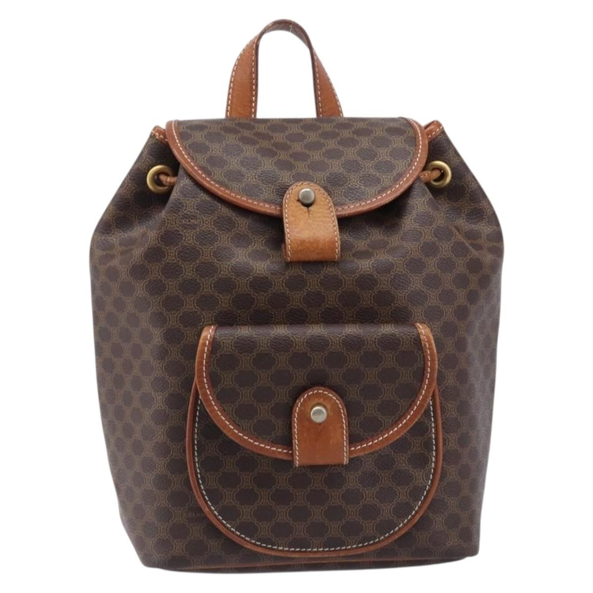 Celine Vintage Macadam Canvas Brown Canvas Backpack Bag (Pre-Owned)