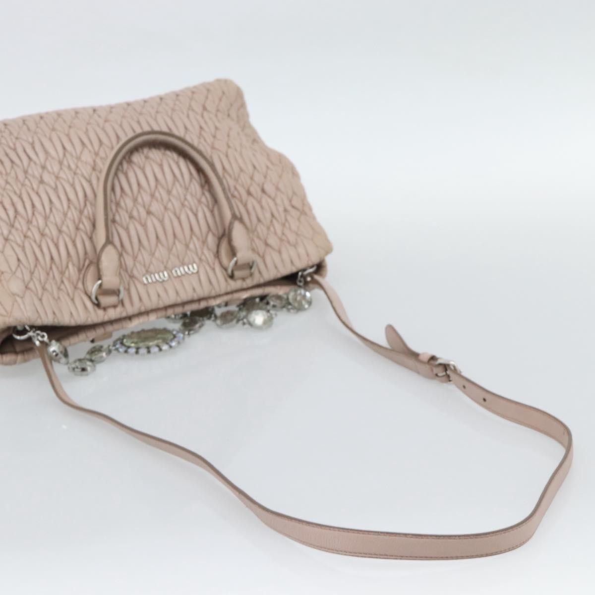 Miu Miu Crystal Tote Matelasse Leather Pink Leather Shoulder Bag Bag (Pre-Owned)
