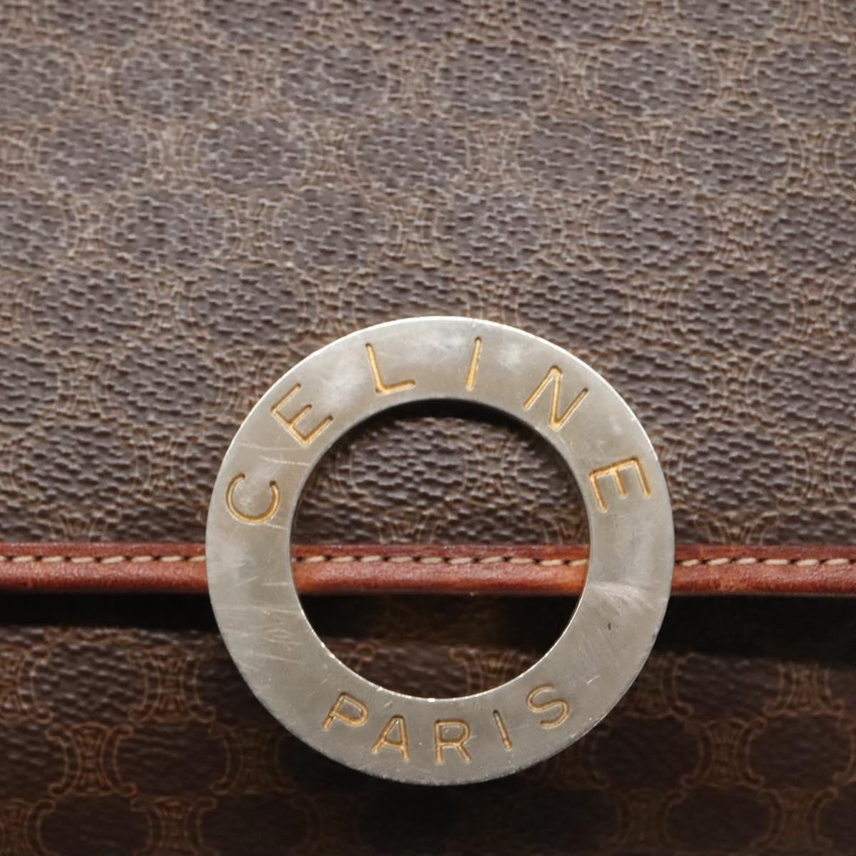 Celine Vintage Macadam Canvas And Leather Brown Canvas Shoulder Bag Bag (Pre-Owned)