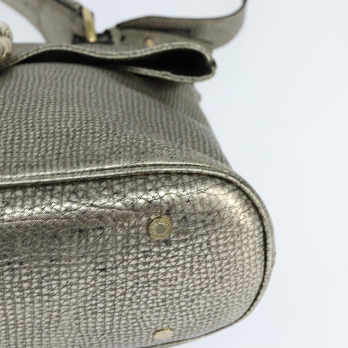 Bvlgari Leoni Top Handle Leather Silver Leather Handbag (Pre-Owned)