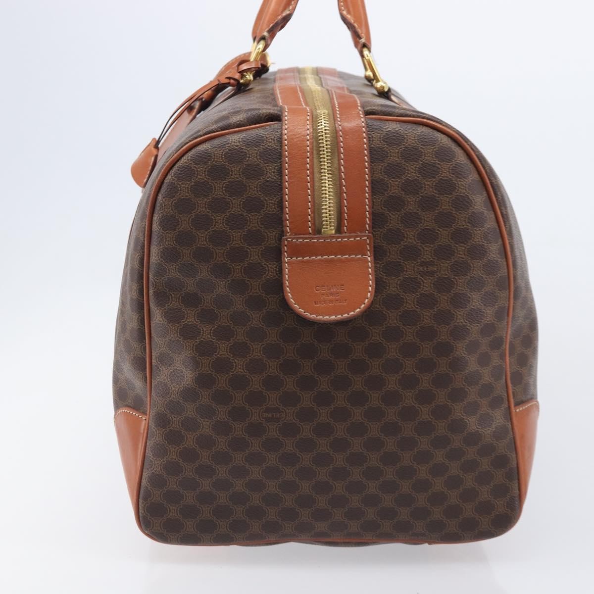 Celine Vintage Duffle Macadam Coated Canvas Brown Canvas Handbag (Pre-Owned)