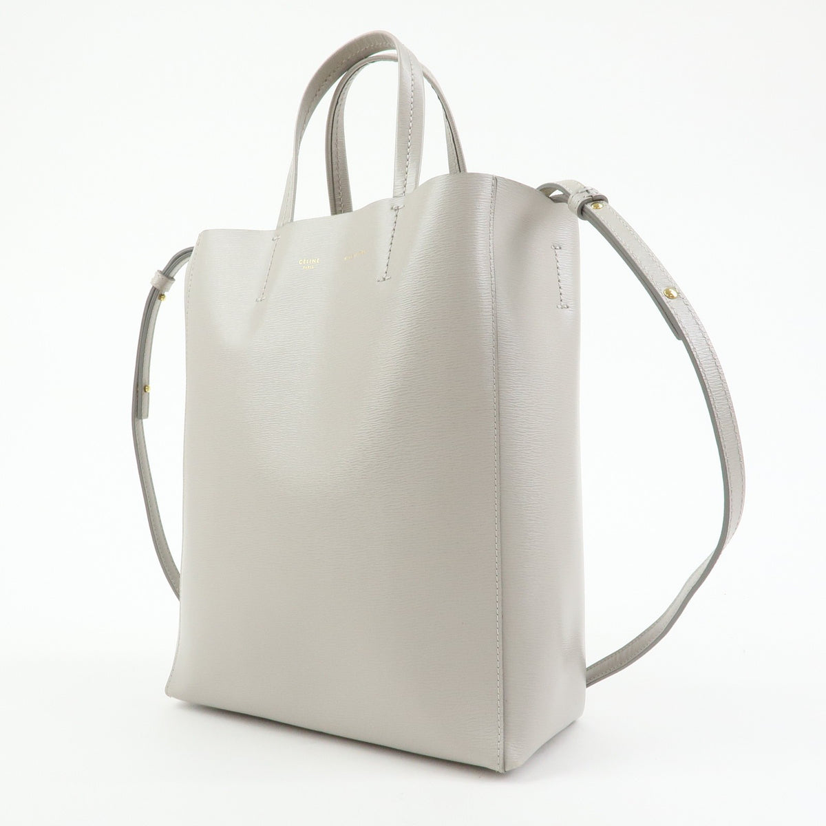 Celine Vertical Cabas Leather Beige Leather Tote Bag Bag (Pre-Owned)