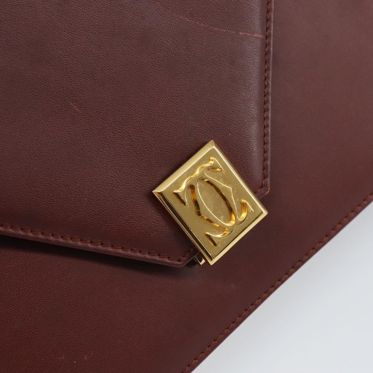 Cartier Must De Cartier Leather Burgundy Leather Shoulder Bag Bag (Pre-Owned)