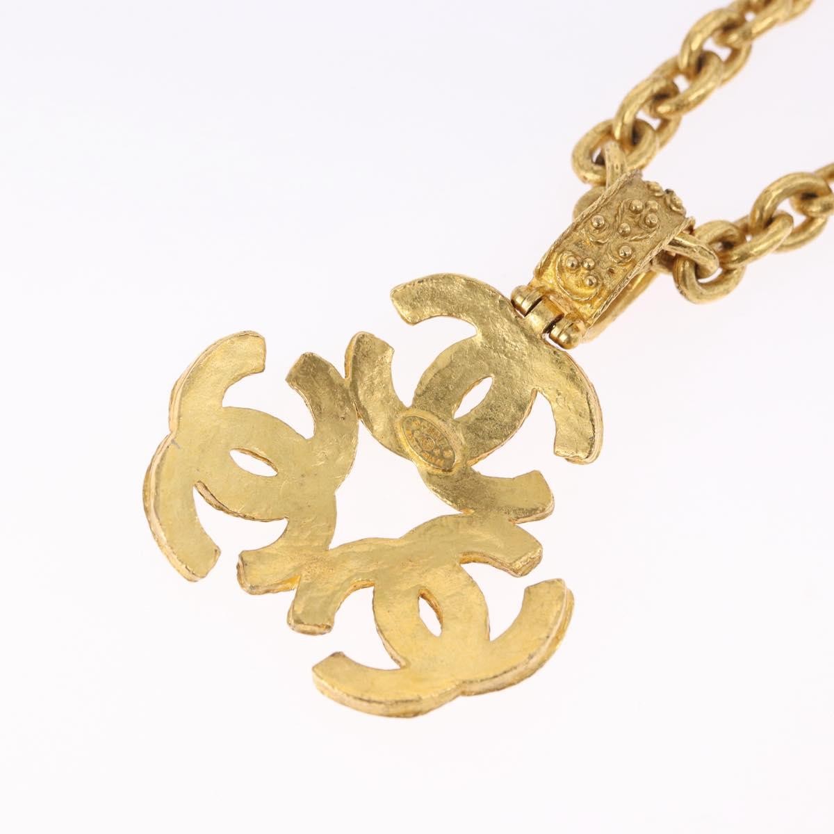 Chanel Vintage Triple Cc Chain Metal Gold Metal Necklace Jewelry (Pre-Owned)