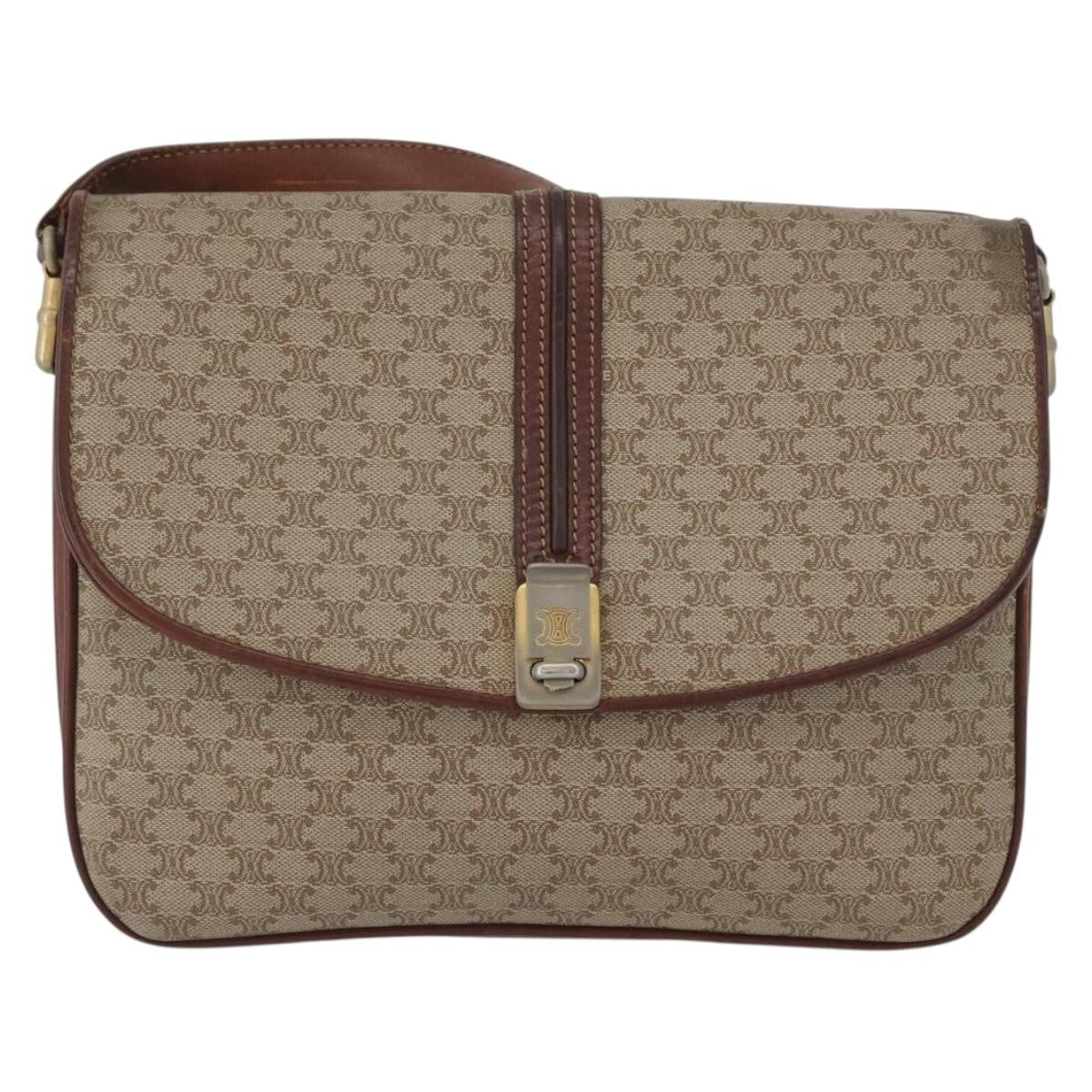 Celine Vintage Macadam Canvas And Leather Beige Canvas Shoulder Bag Bag (Pre-Owned)