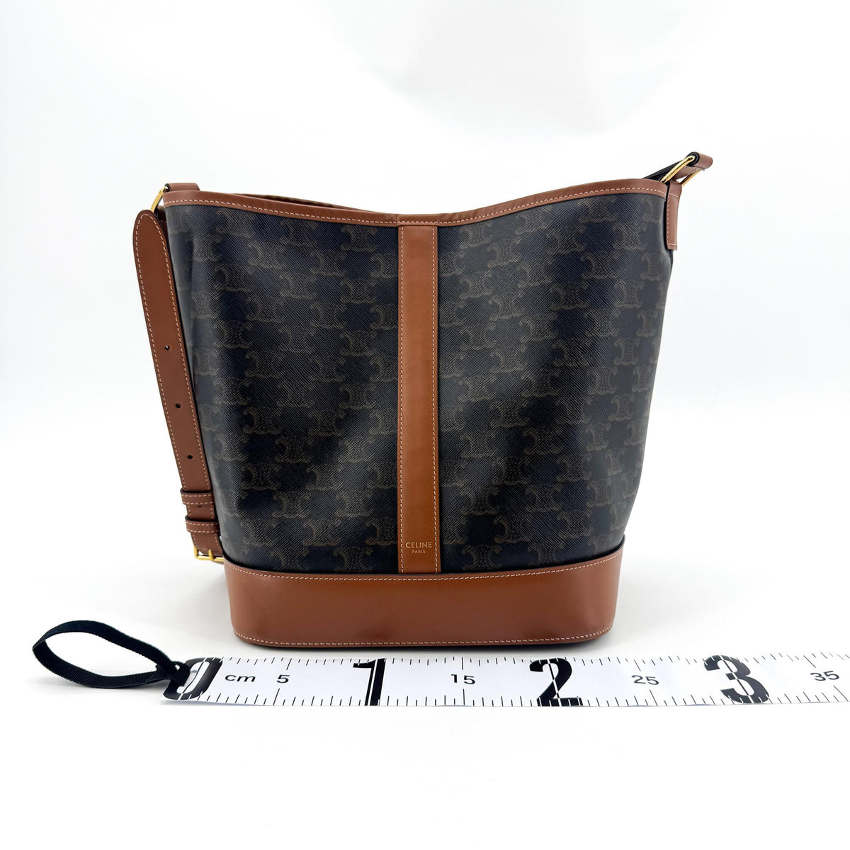 Celine Bucket Triomphe Coated Canvas Brown Canvas Shoulder Bag Bag (Pre-Owned)