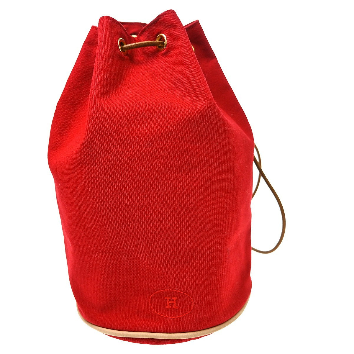 Hermes Polochon Drawstring Cotton Red Cotton Backpack Bag (Pre-Owned)