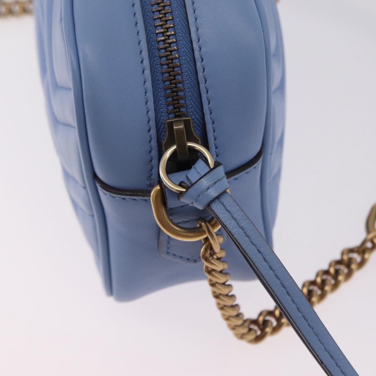 Gucci Gg Marmont Matelasse Patent Blue Leather Shoulder Bag Bag (Pre-Owned)