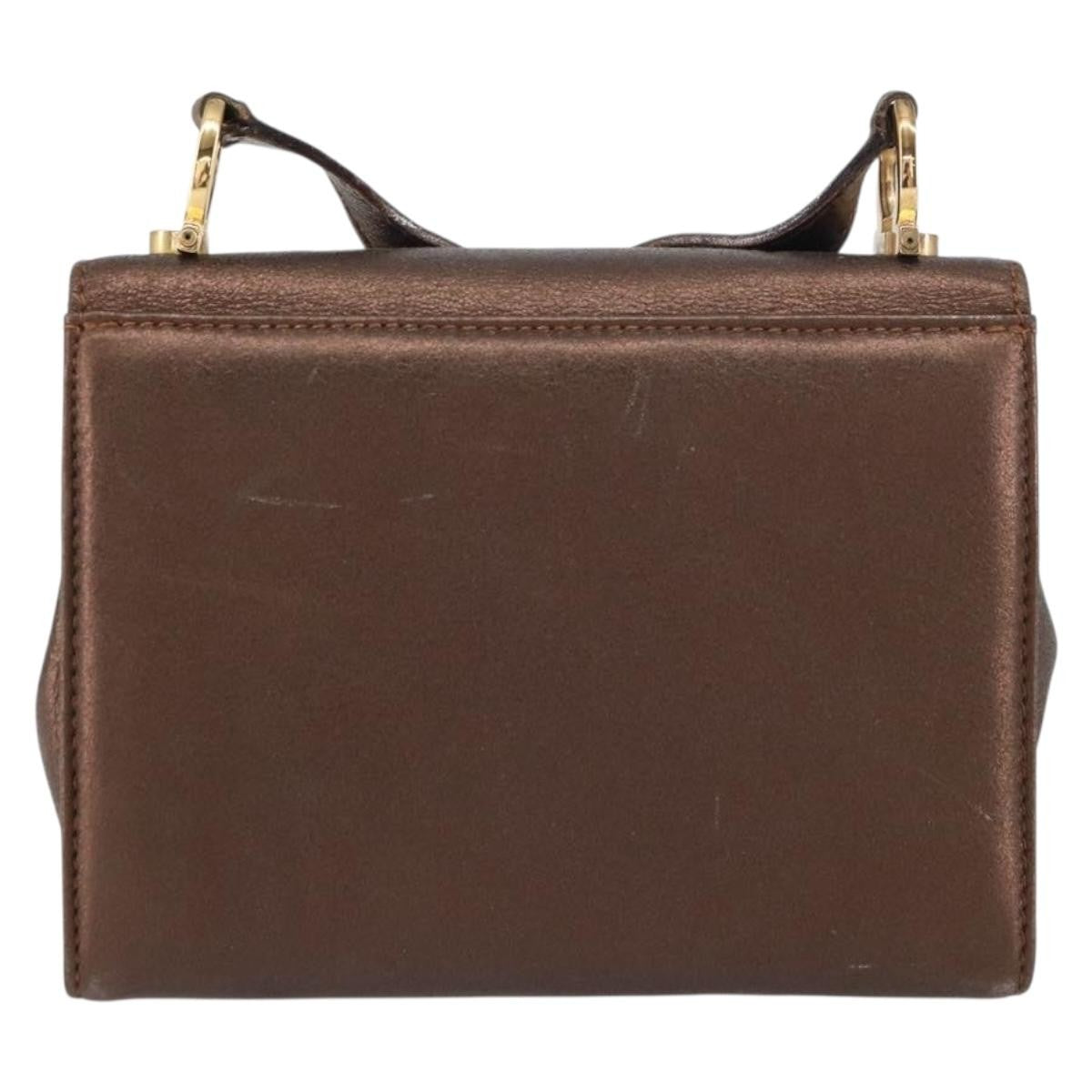 Salvatore Ferragamo Gancini Leather Gold Leather Shoulder Bag Bag (Pre-Owned)