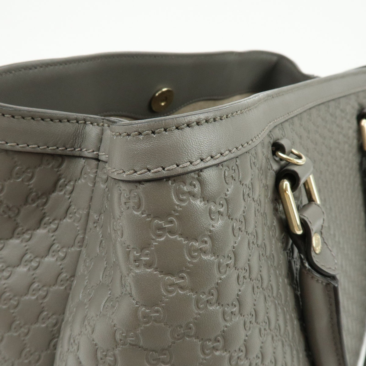 Gucci Zip Pocket Soft Microguccissima Leather Gray Leather Tote Bag Bag (Pre-Owned)