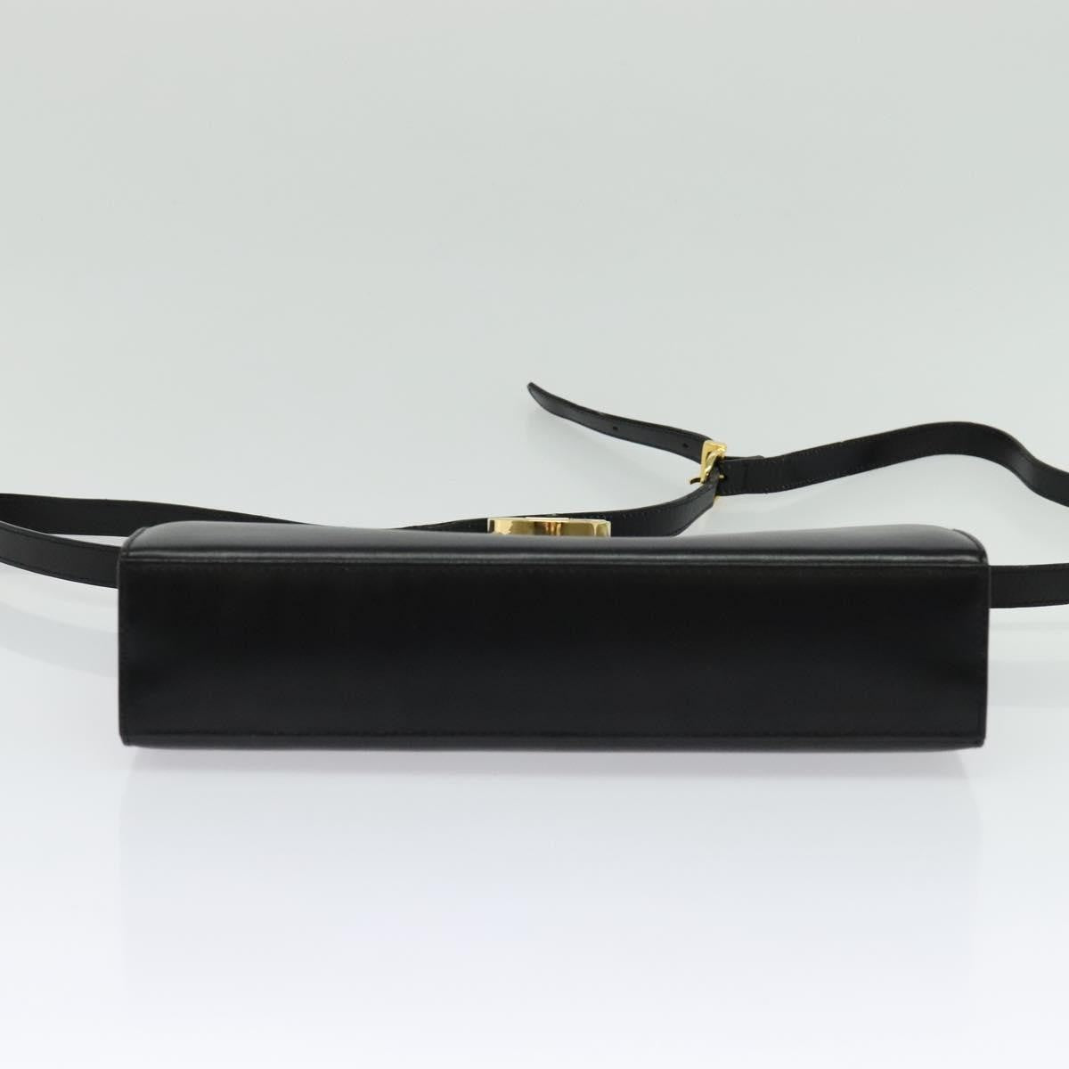 Salvatore Ferragamo Gancini Leather Black Leather Shoulder Bag Bag (Pre-Owned)