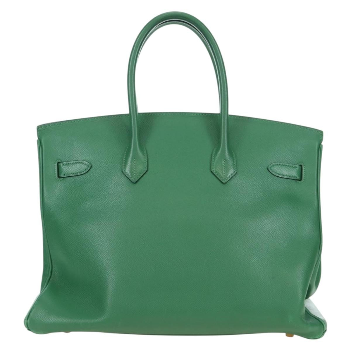 Hermes Birkin Green Togo With Gold Hardware Green Leather Handbag (Pre-Owned)