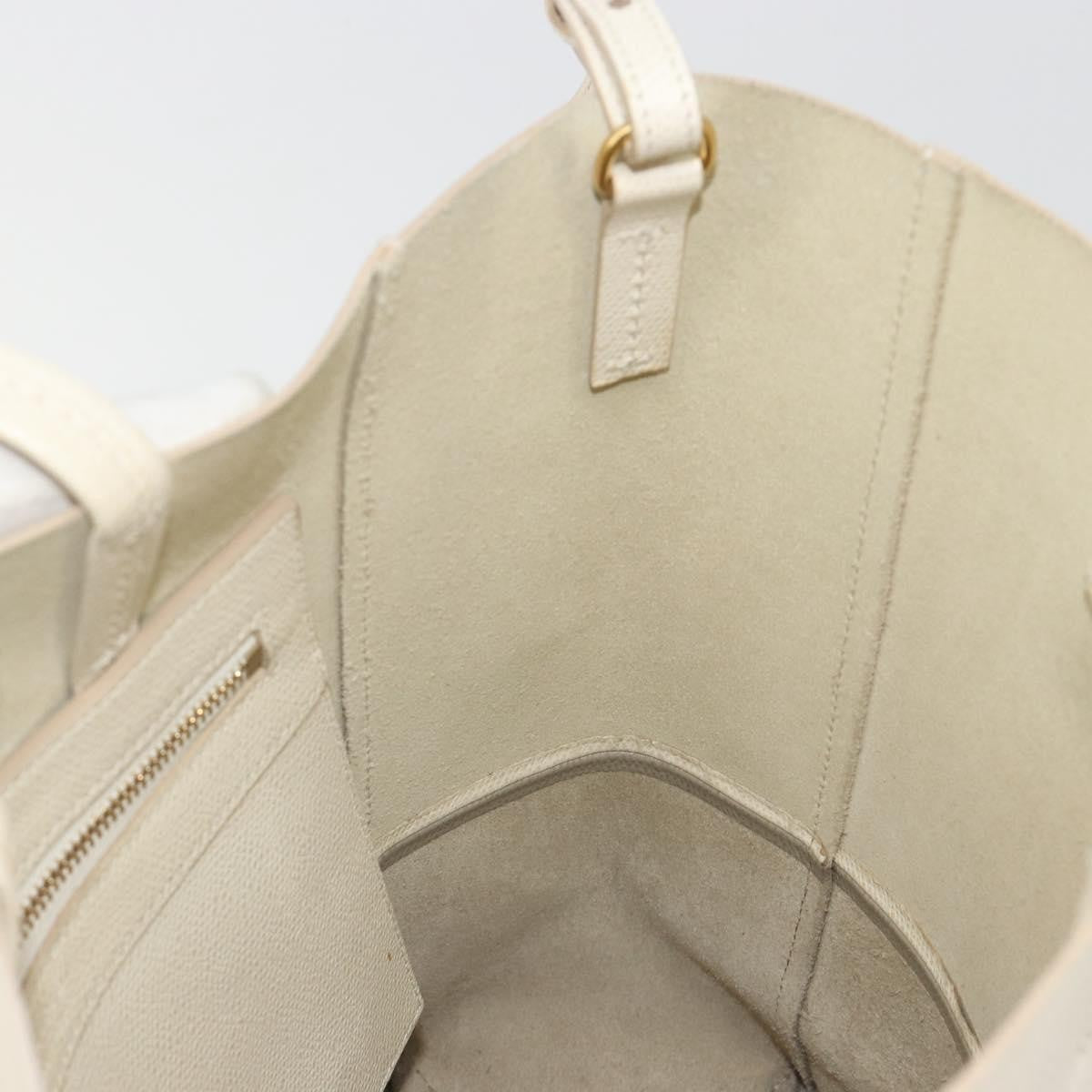Celine Vertical Bi-Cabas Tote Leather Beige Leather Tote Bag Bag (Pre-Owned)