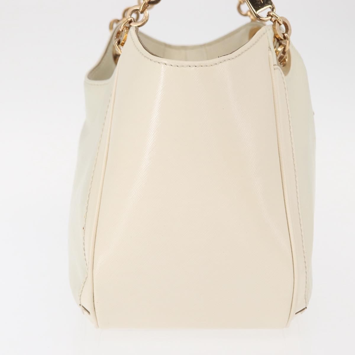 Salvatore Ferragamo Betulla Chain Tote Leather White Leather Handbag (Pre-Owned)