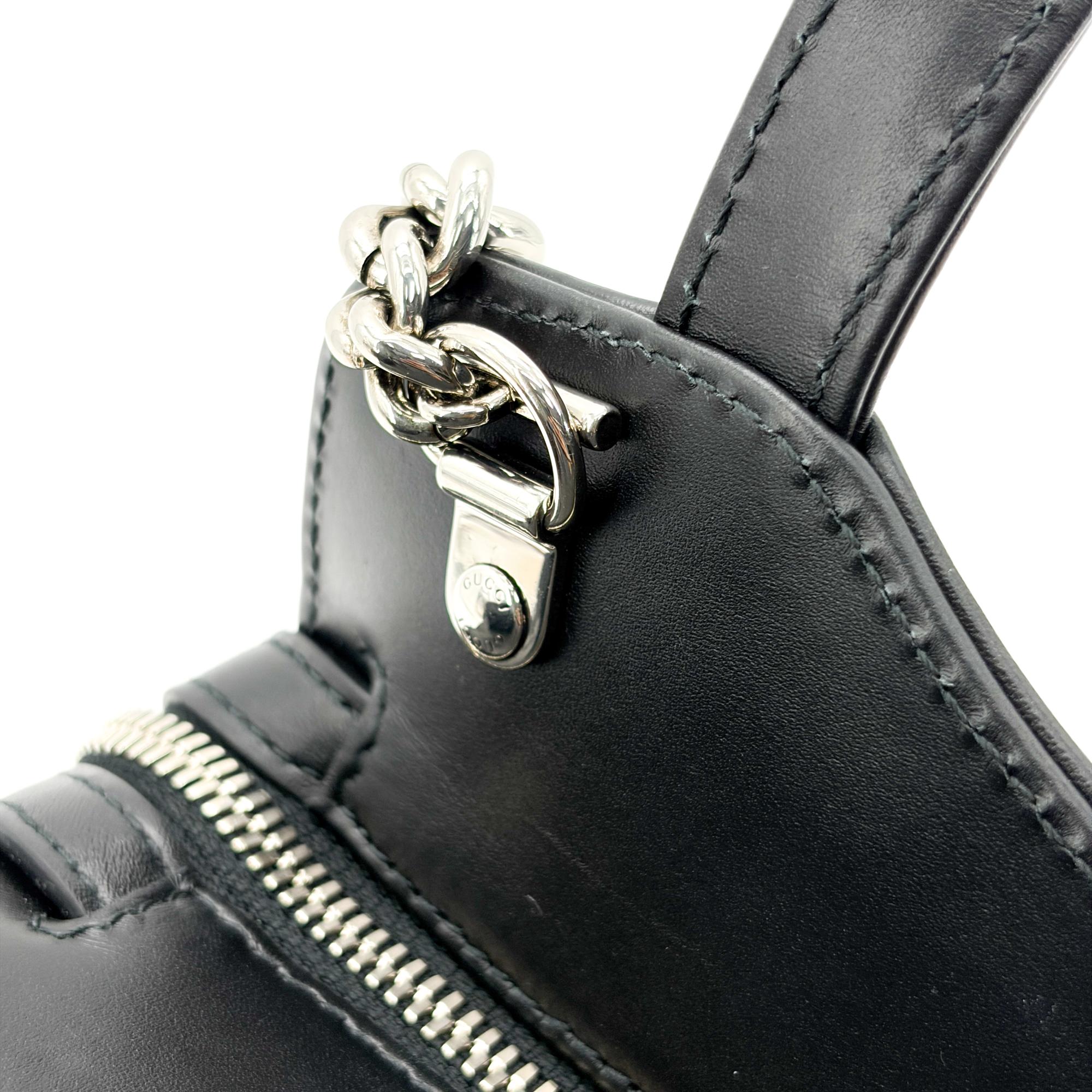 Gucci Petite Gg Quilted Leather Black Leather Tote Bag Bag (Pre-Owned)