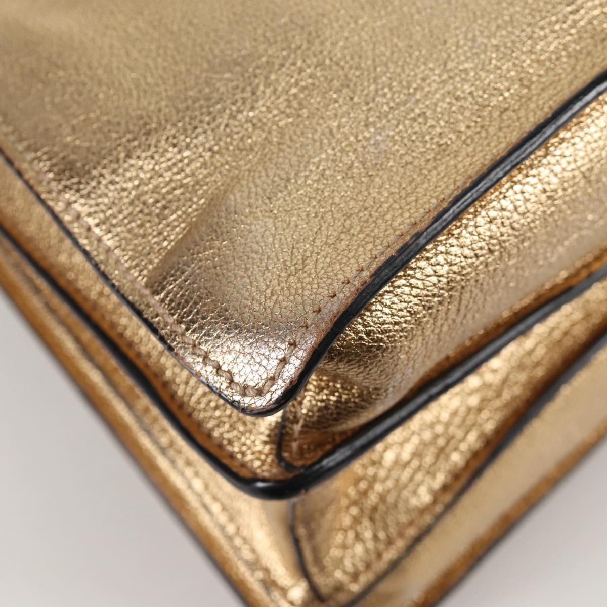 Miu Miu Madras Convertible Compartment Tote Leather Gold Leather Bag (Pre-Owned)