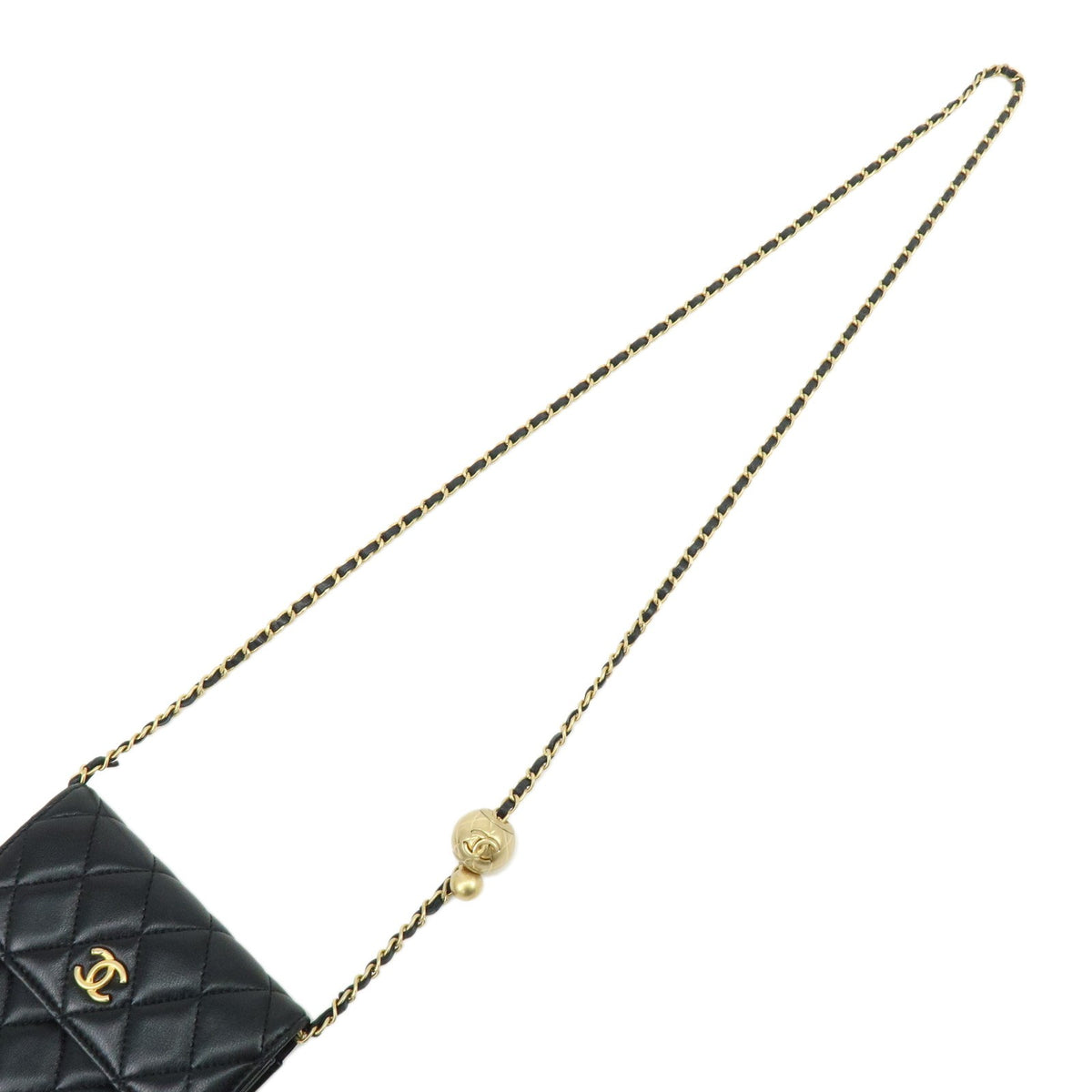 Chanel Pearl Crush Flap Clutch With Chain Quilted Lambskin Black Leather Clutche & Pouche Bag (Pre-Owned)