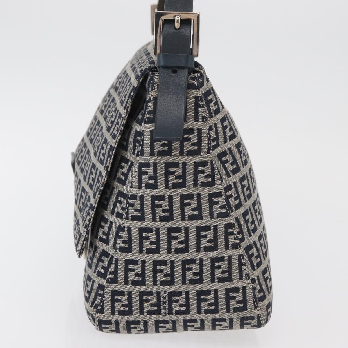 Fendi Baguette Zucchino Canvas Navy Canvas Handbag (Pre-Owned)
