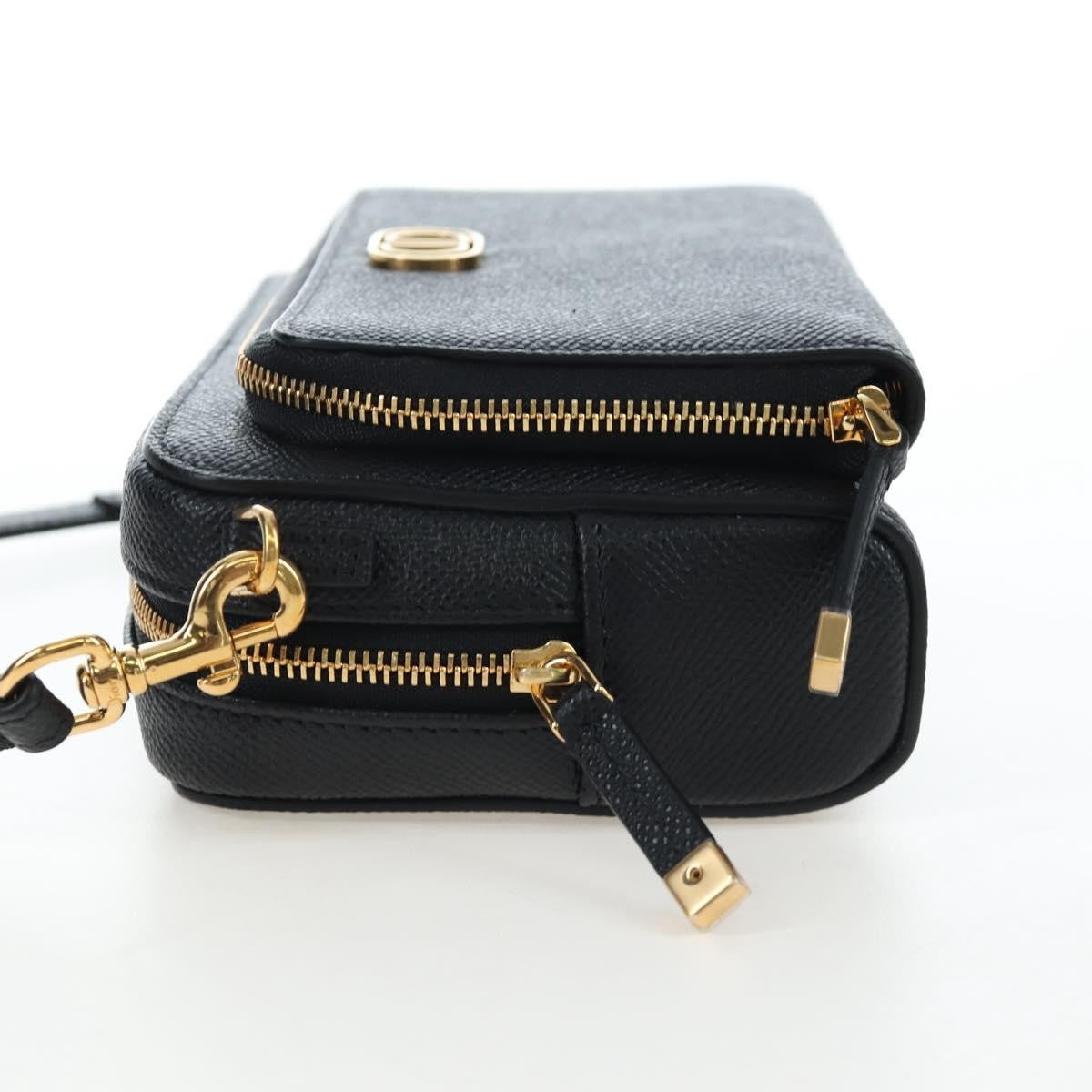 Christian Dior Caro Double Leather Black Leather Crossbody Bag Bag (Pre-Owned)