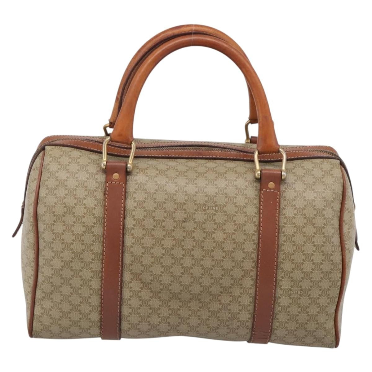 Celine Macadam Macadam With Leather Beige Canvas Tote Bag Bag (Pre-Owned)