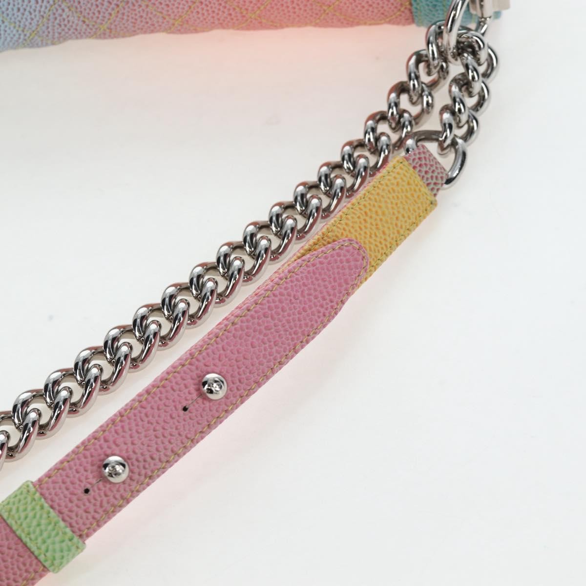 Chanel Rainbow Boy Flap Quilted Painted Caviar Multicolour Leather Shoulder Bag Bag (Pre-Owned)