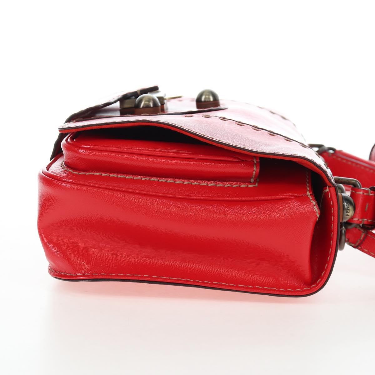 Fendi Secret Code F3 Convertible Satchel Textured Leather Red Leather Handbag (Pre-Owned)