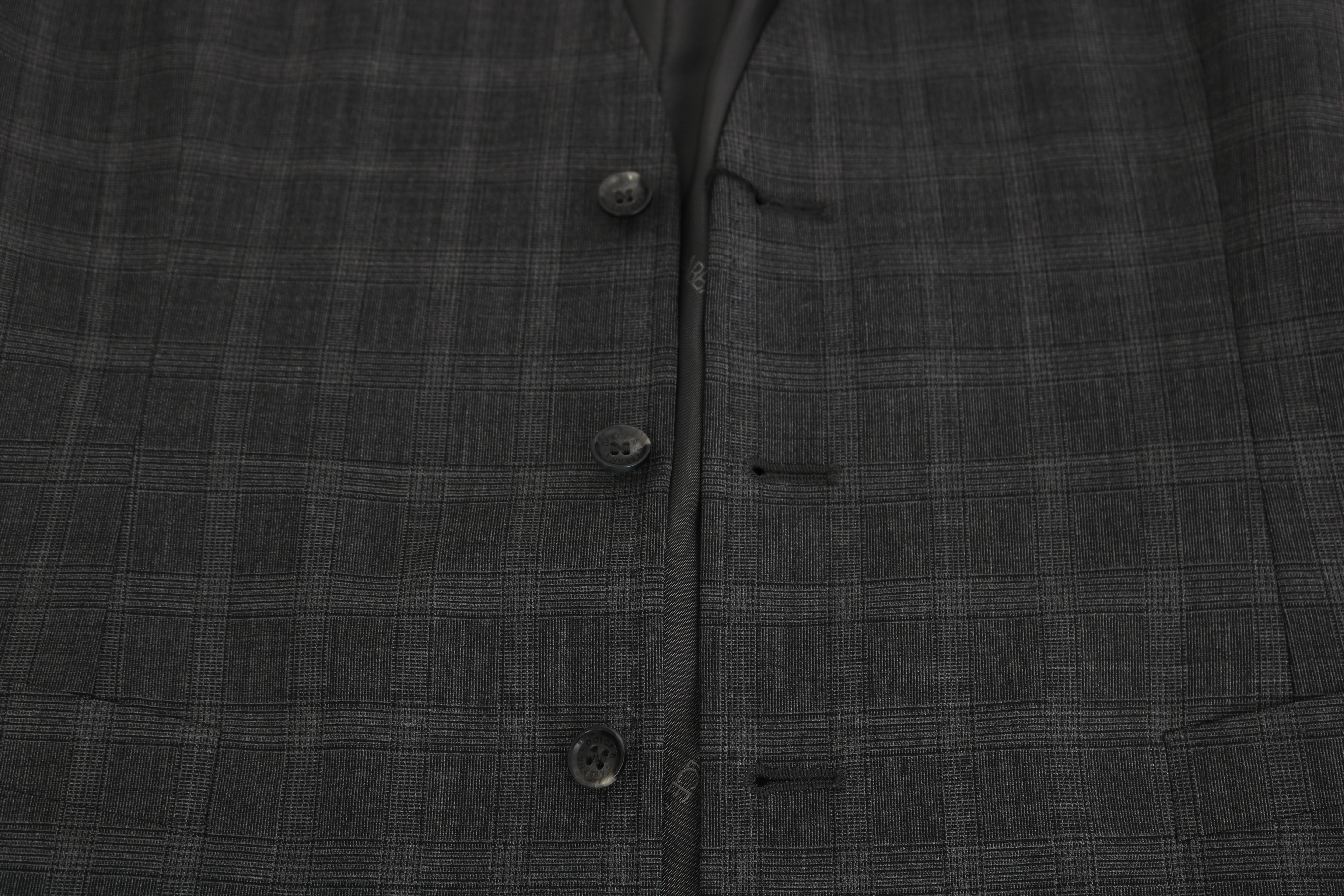 Dolce & Gabbana Gray Wool STAFF Checkered Stretch Men's Vest