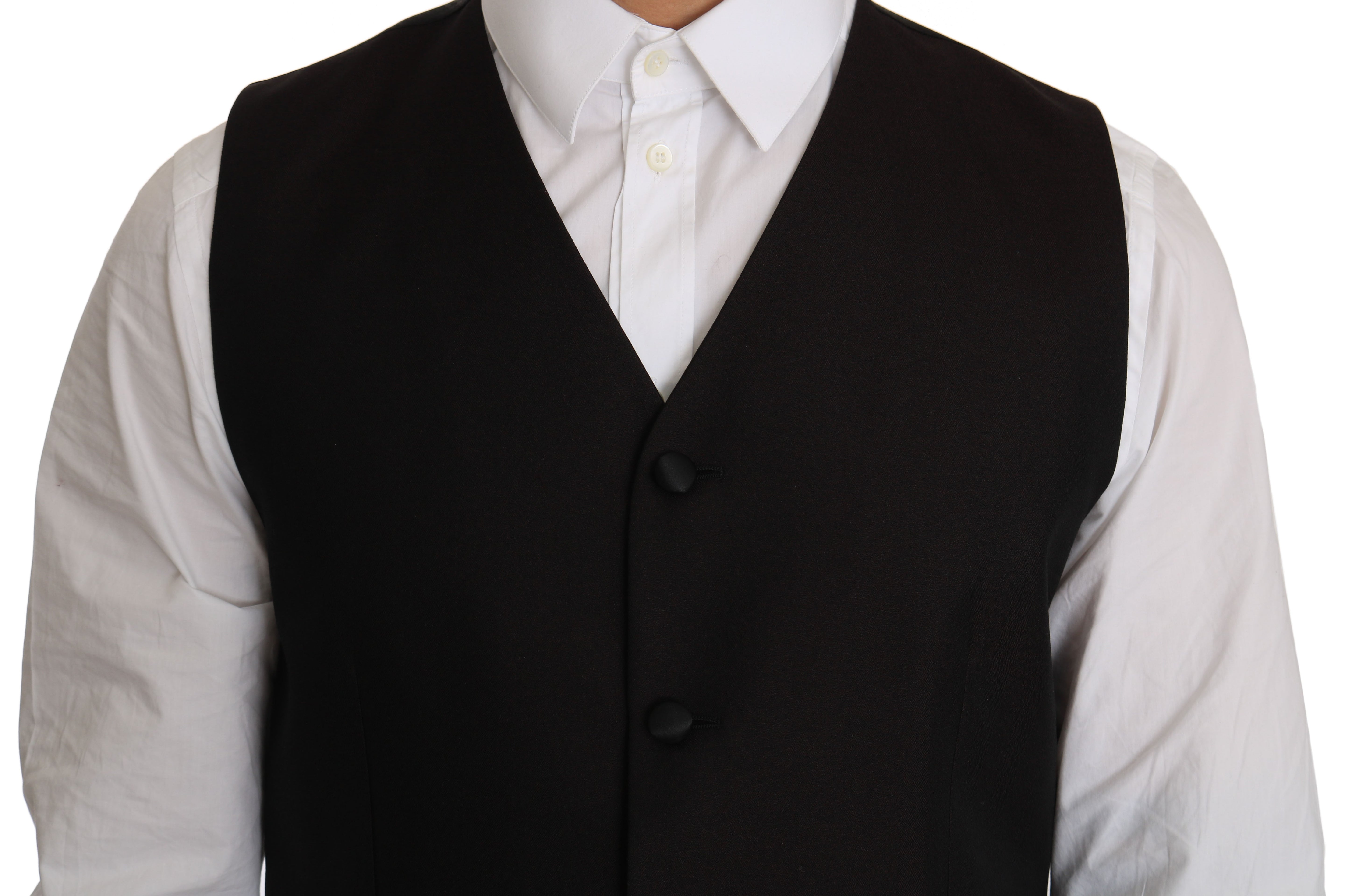 Dolce & Gabbana Black Silk Dress Men's Waistcoat