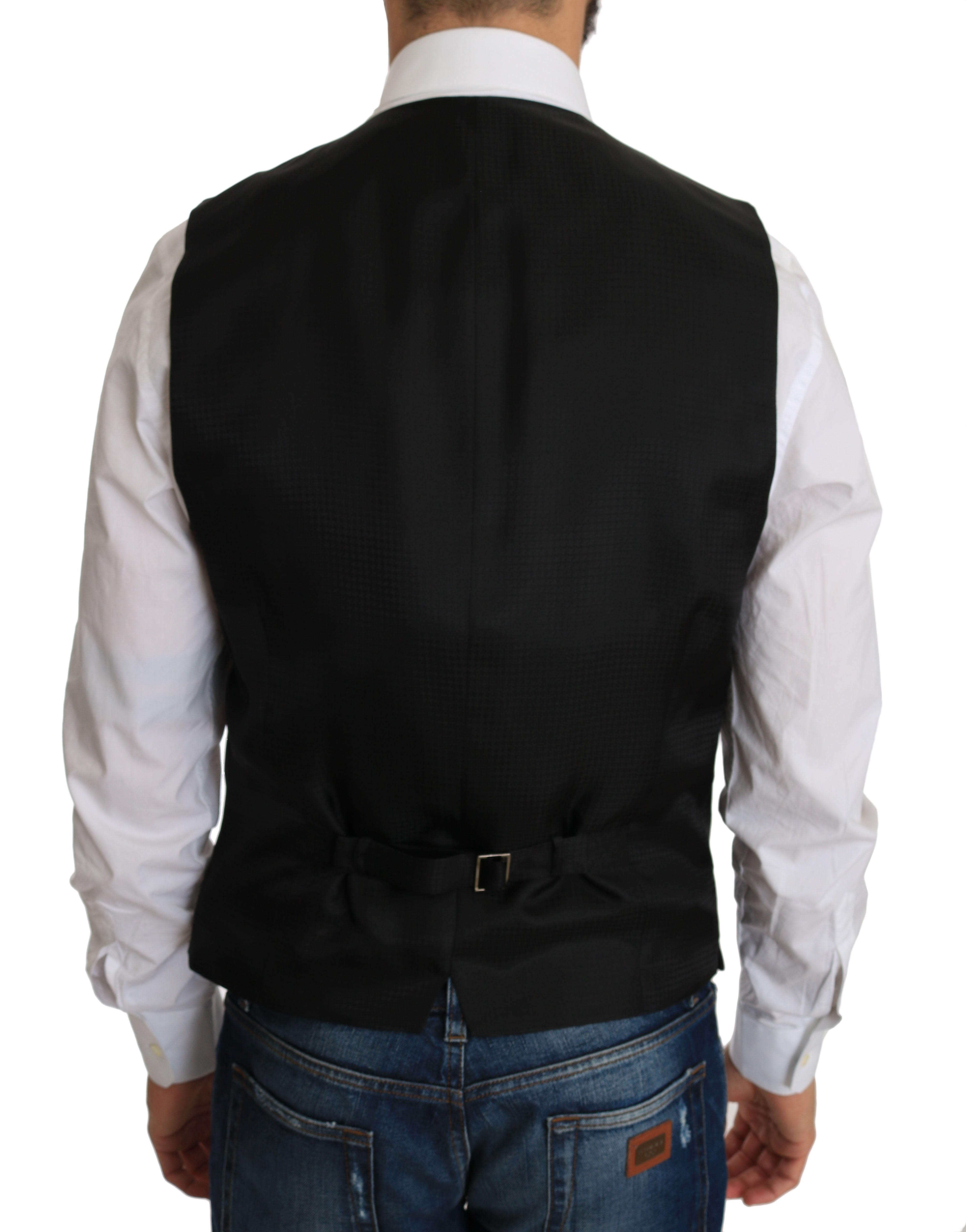Dolce & Gabbana Black Silk Dress Men's Waistcoat