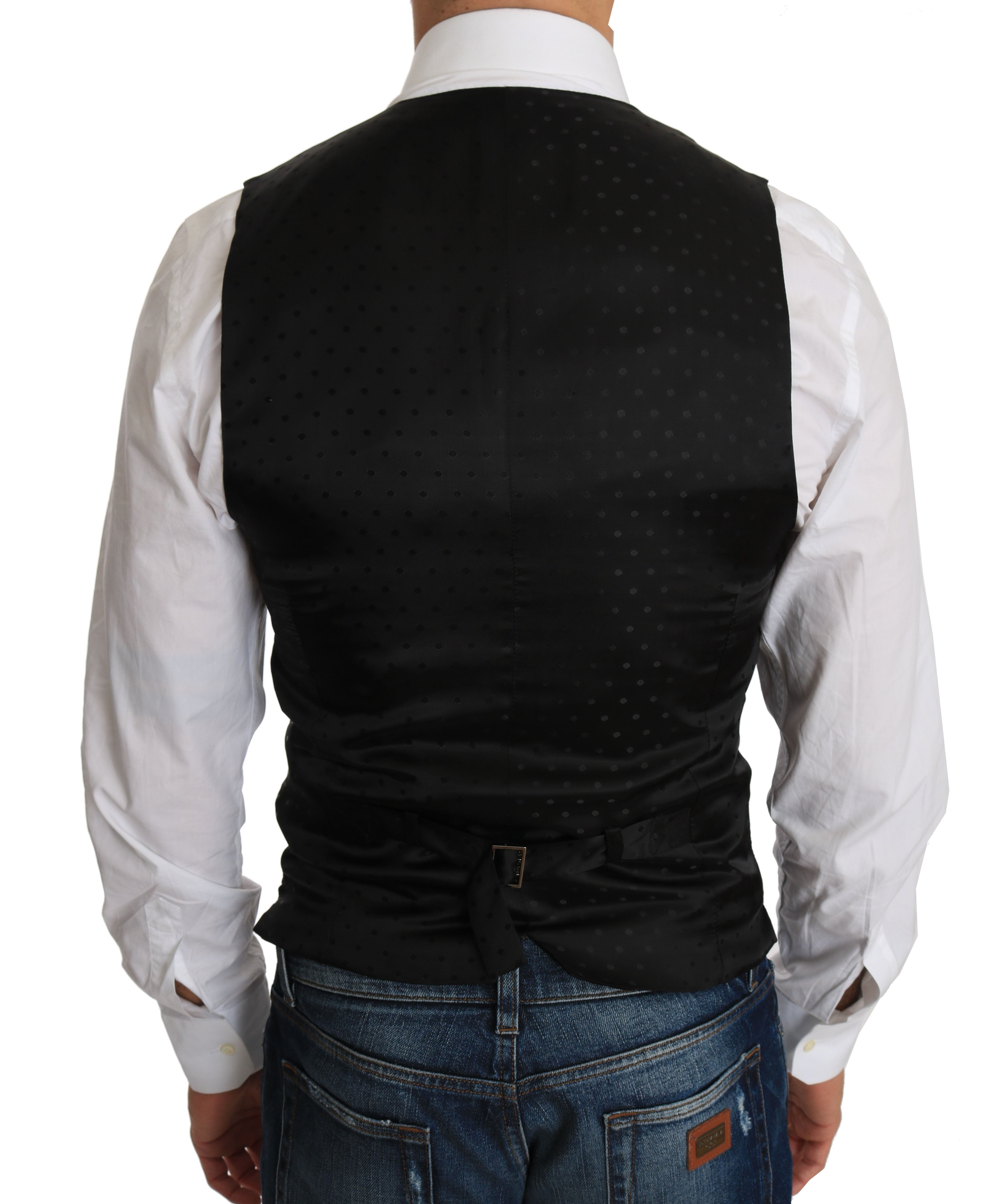Dolce & Gabbana Black Wool Dress Men's Waistcoat