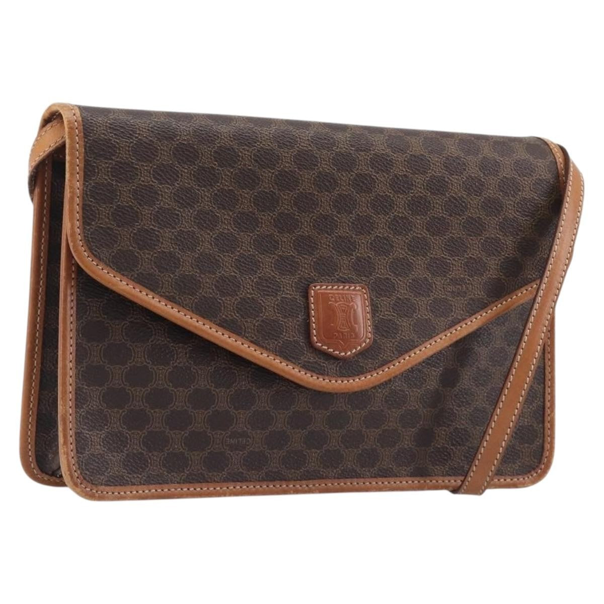 Celine Macadam Shoulder Canvas Brown Canvas Crossbody Bag Bag (Pre-Owned)