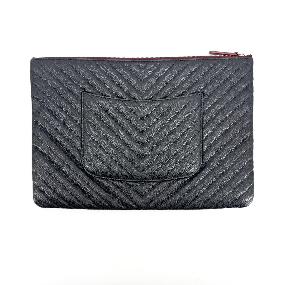 Chanel Charm O Case Chevron Lambskin Black Leather Clutche & Pouche Bag (Pre-Owned)