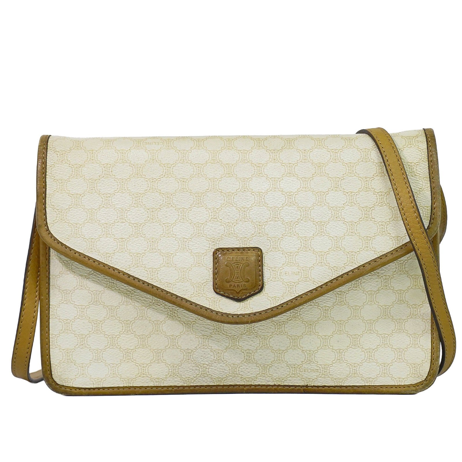 Celine Flap Shoulder Canvas Beige Canvas Shoulder Bag Bag (Pre-Owned)