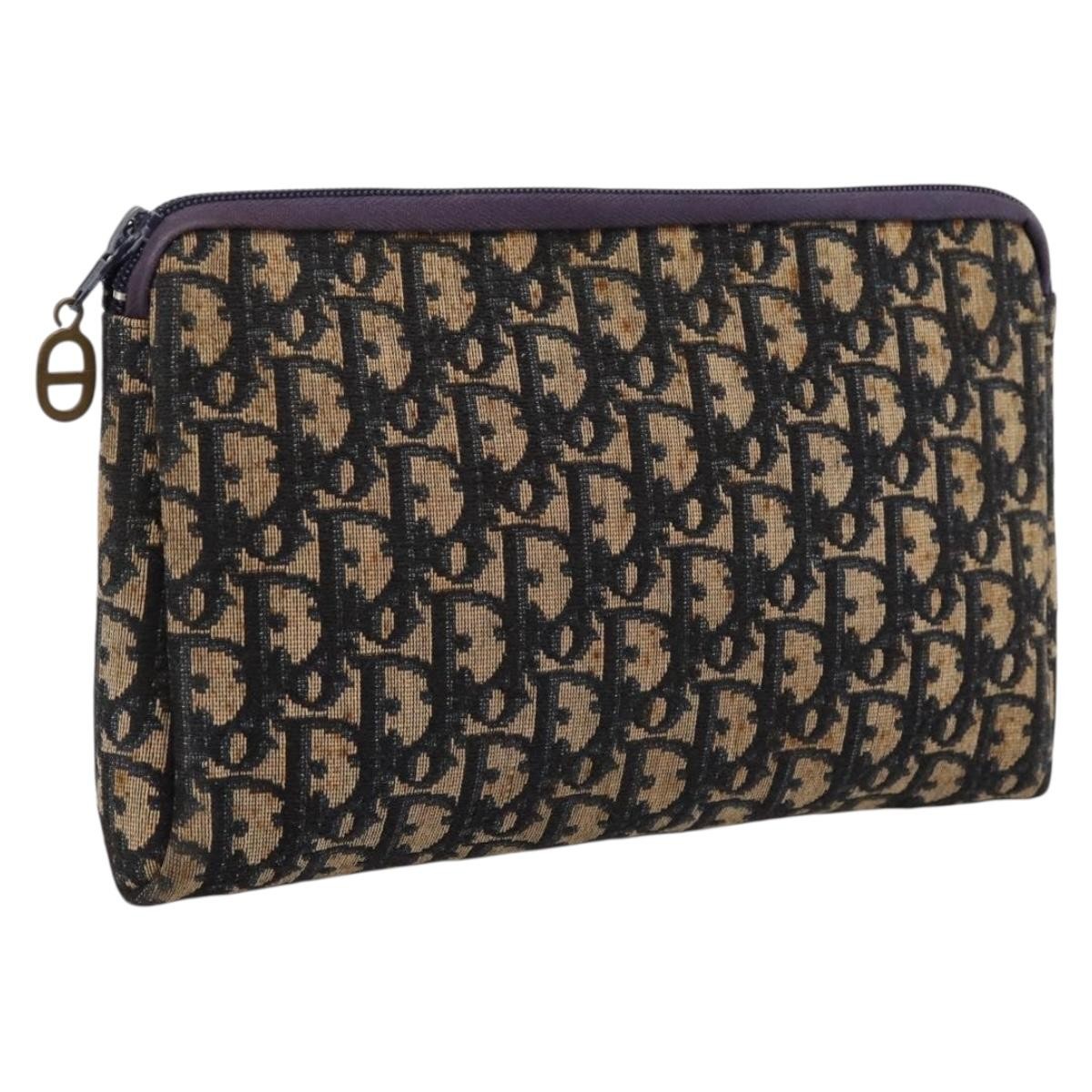 Christian Dior Wristlet Clutch Oblique Canvas Navy Canvas Clutche & Pouche Bag (Pre-Owned)