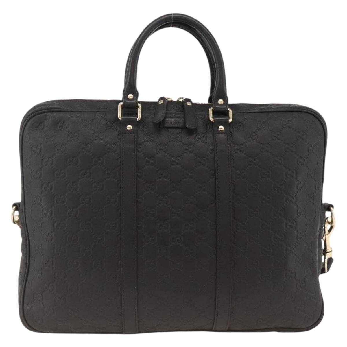 Gucci Convertible Guccissima Leather Black Leather Briefcase Bag (Pre-Owned)