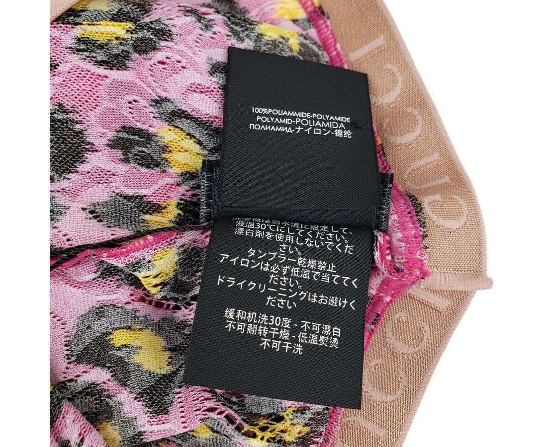 Gucci Women's Pink Yellow Blossom GG Leopard Print Tights(Medium)