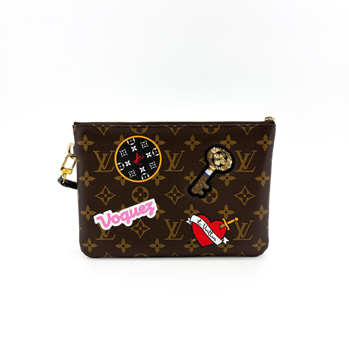 Louis Vuitton City Pouch Limited Edition Patches Monogram Canvas Brown Canvas Clutche & Pouche Bag (Pre-Owned)