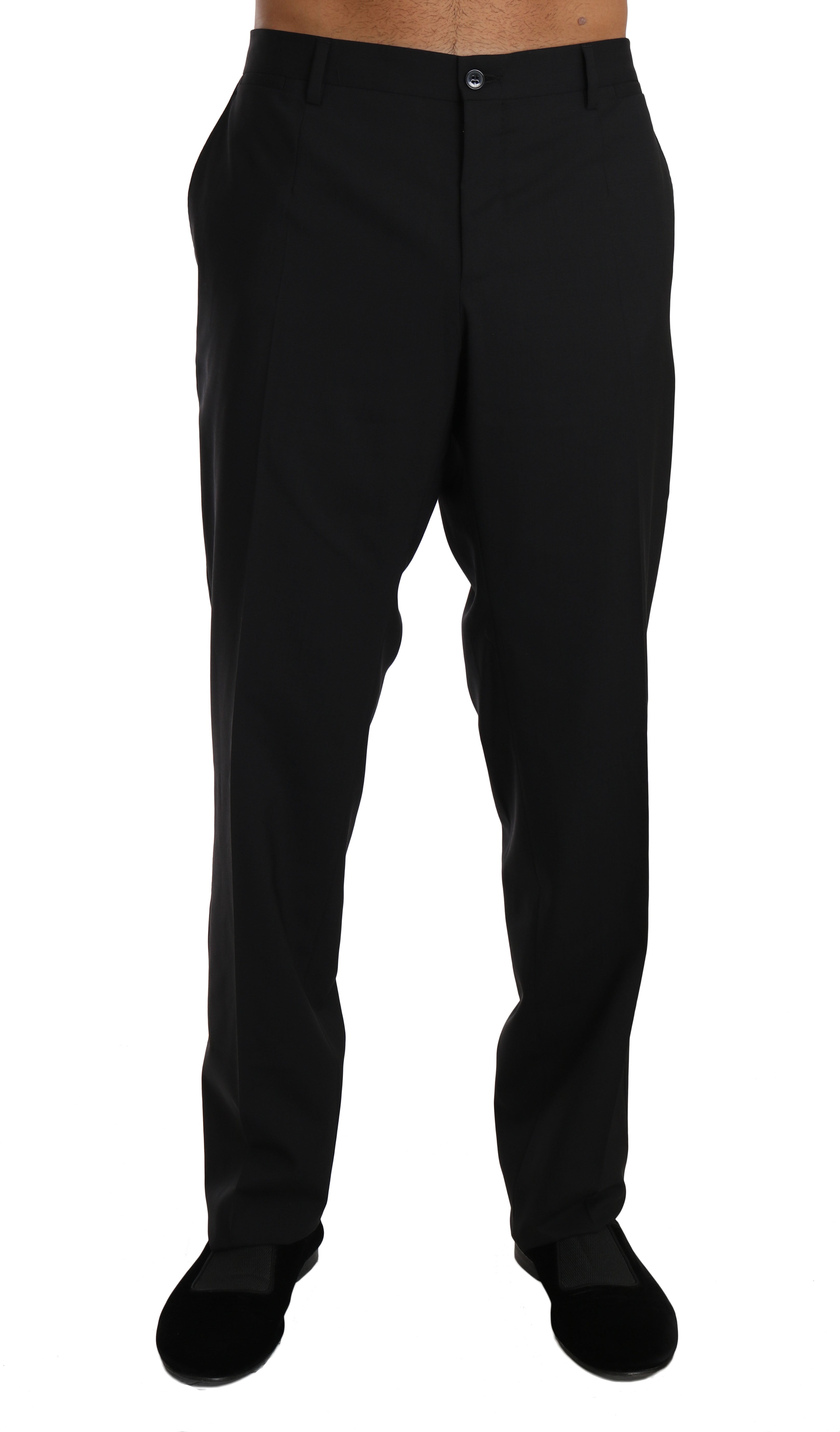 Dolce & Gabbana Black Wool Stretch Formal Men's Trousers