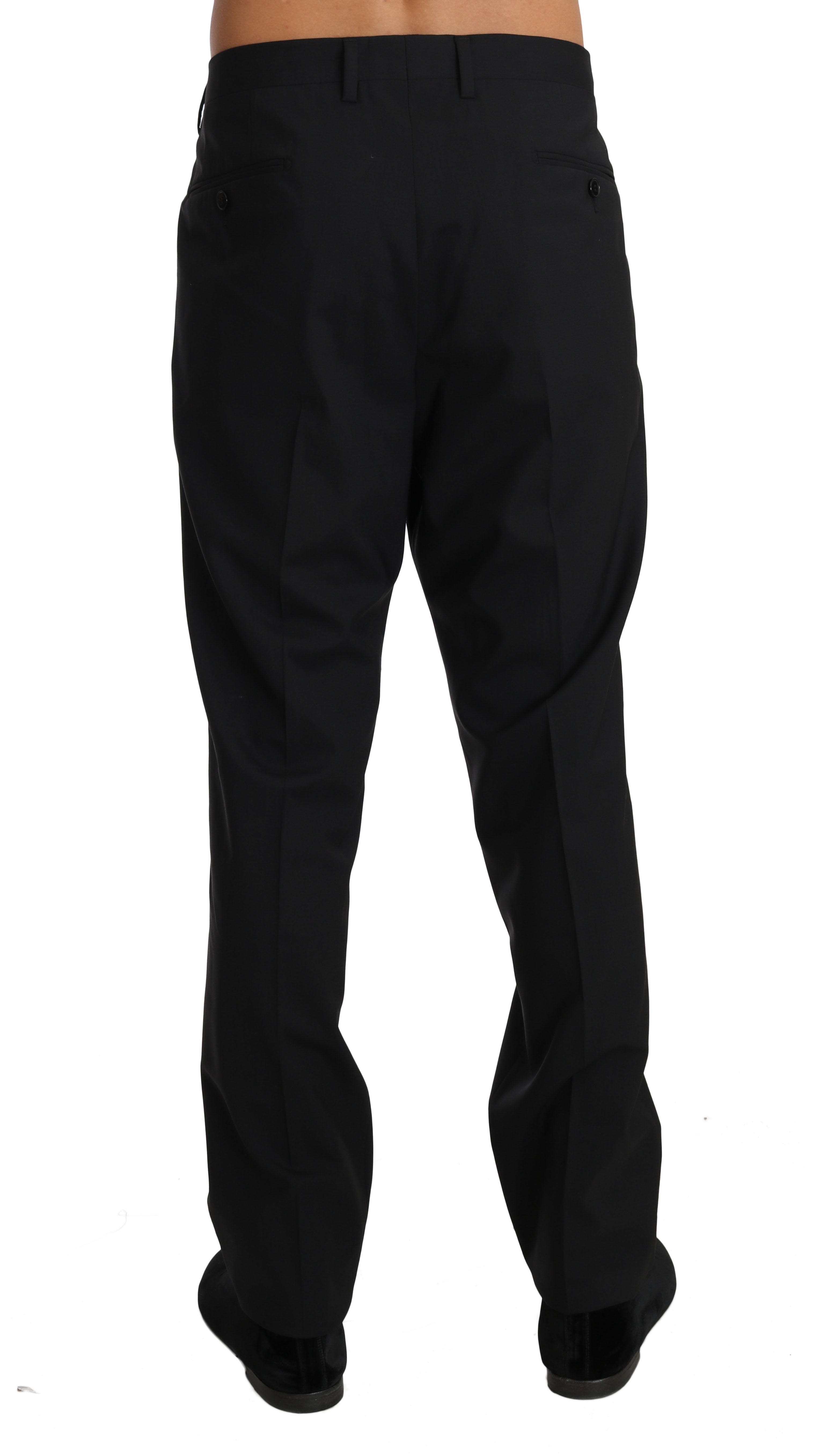 Dolce & Gabbana Black Wool Stretch Formal Men's Trousers