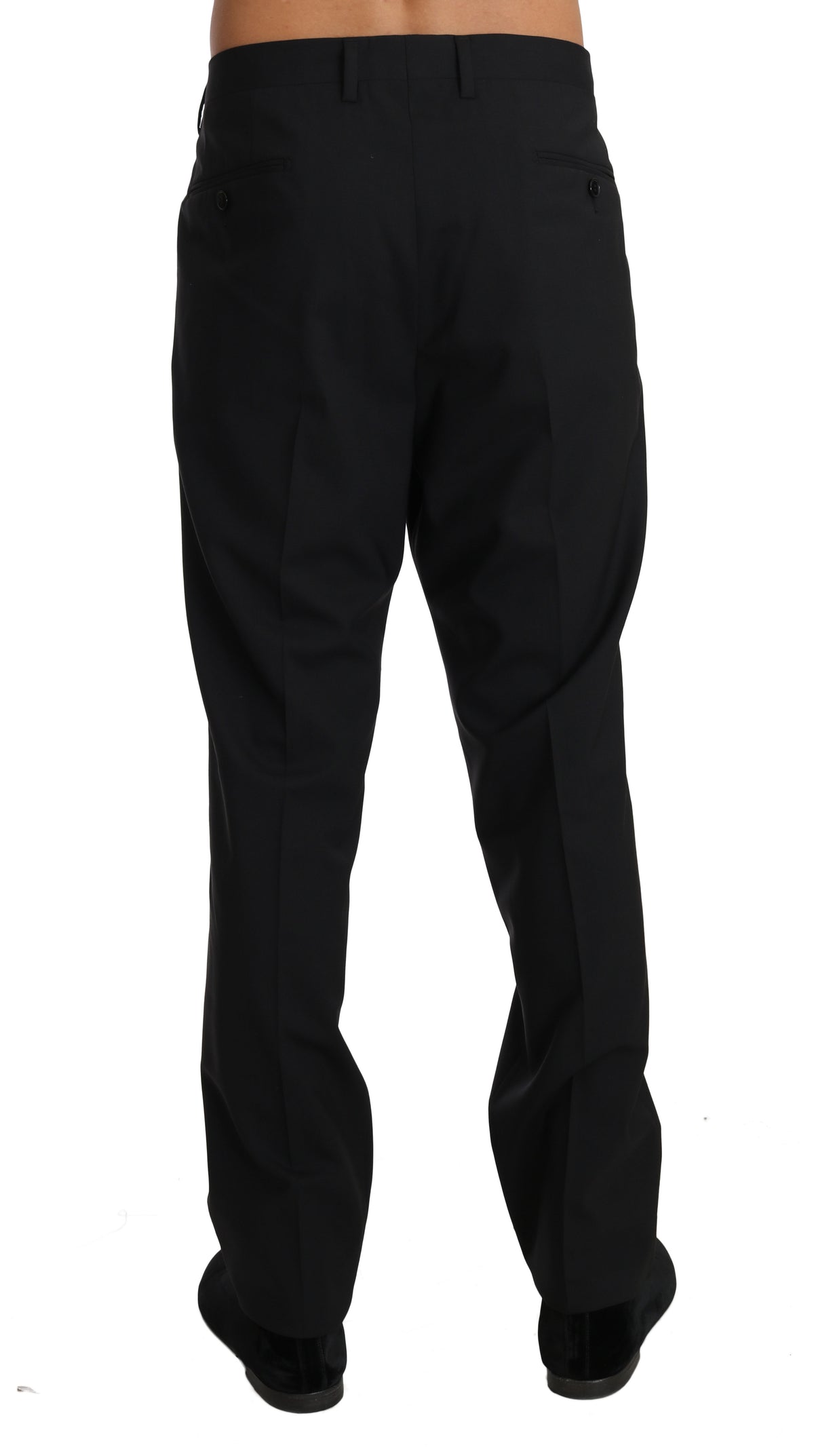 Dolce & Gabbana Black Wool Stretch Formal Men's Trousers