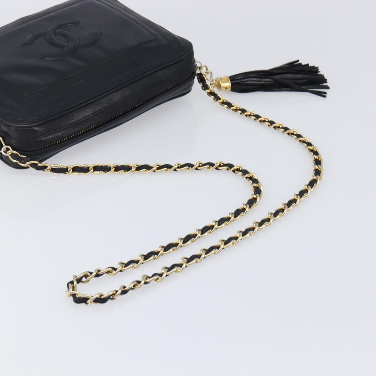 Chanel Vintage Cc Camera Leather Black Leather Shoulder Bag Bag (Pre-Owned)