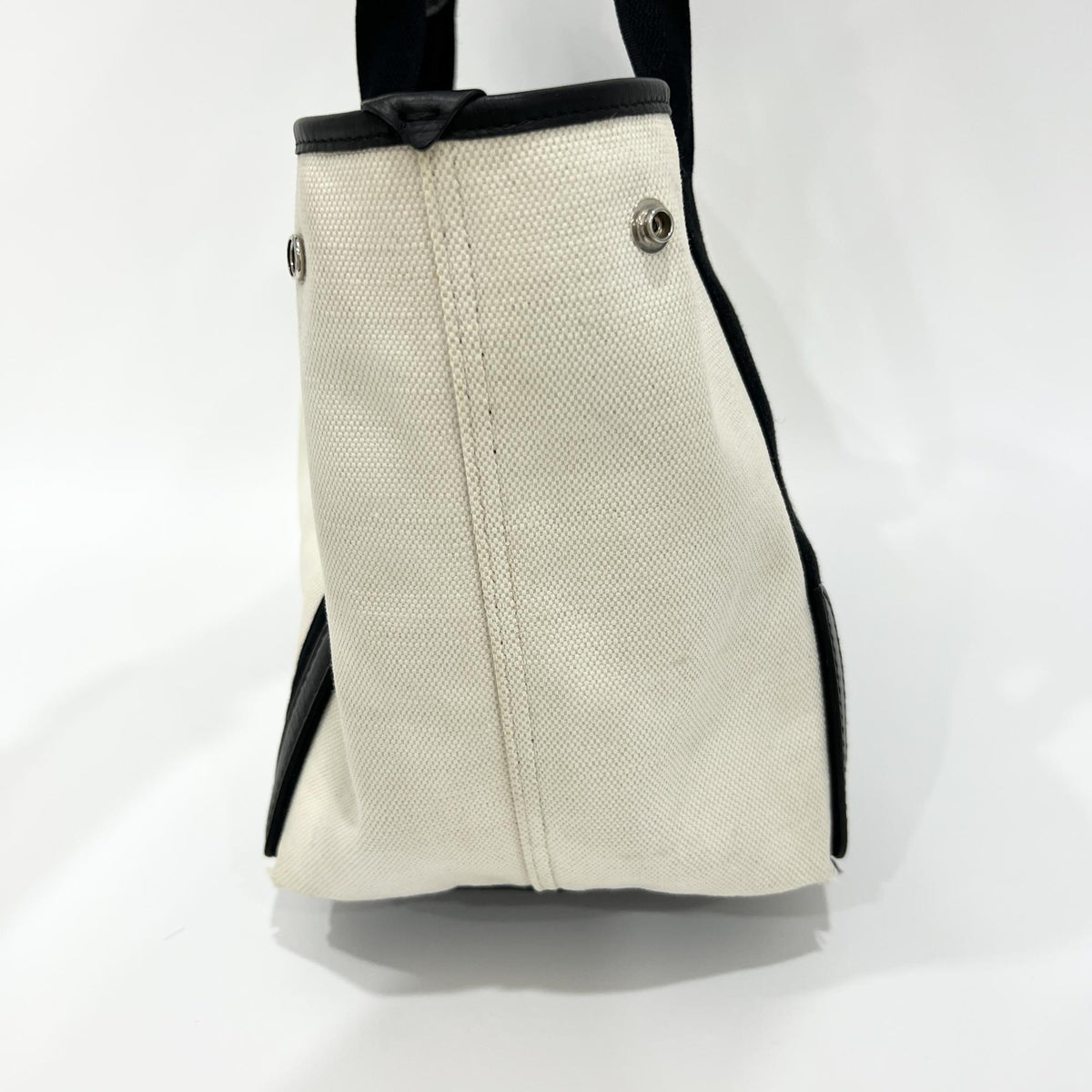 Balenciaga Navy Cabas Canvas With Leather White Canvas Tote Bag Bag (Pre-Owned)