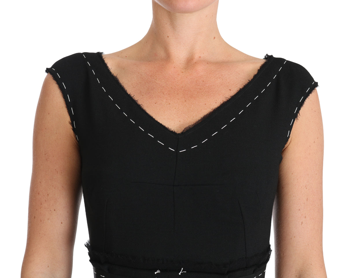 Dolce & Gabbana Black Wool Stretch A-line Sheath Women's Dress